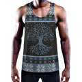 Tree Of Life And Howling Wolves Print Men's Workout Tank Top