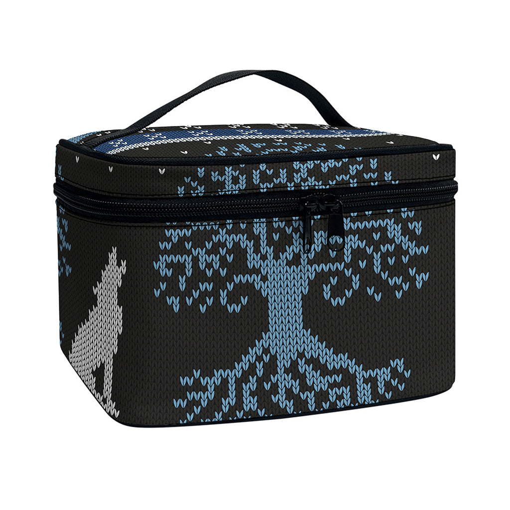 Tree Of Life And Howling Wolves Print Travel Makeup Bag
