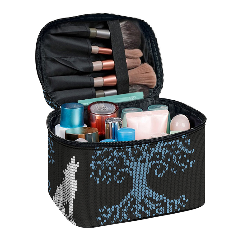 Tree Of Life And Howling Wolves Print Travel Makeup Bag