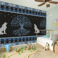 Tree Of Life And Howling Wolves Print Wall Sticker