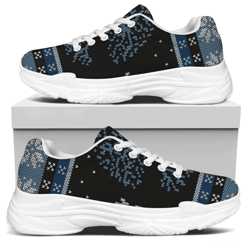 Tree Of Life And Howling Wolves Print White Chunky Shoes