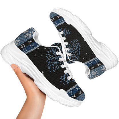 Tree Of Life And Howling Wolves Print White Chunky Shoes