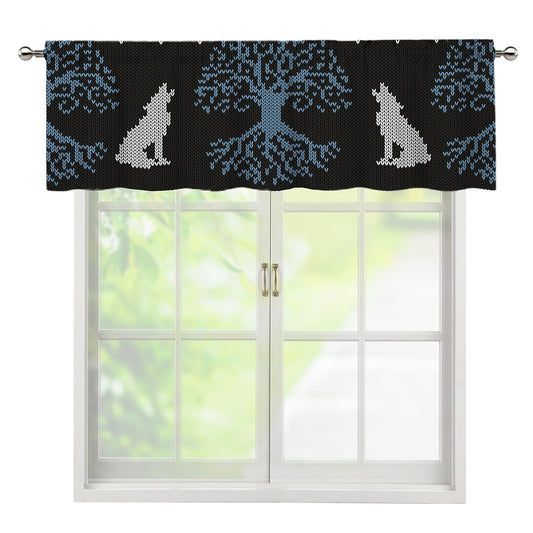 Tree Of Life And Howling Wolves Print Window Valance