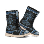 Tree Of Life And Howling Wolves Print Winter Boots