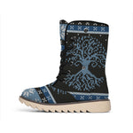 Tree Of Life And Howling Wolves Print Winter Boots