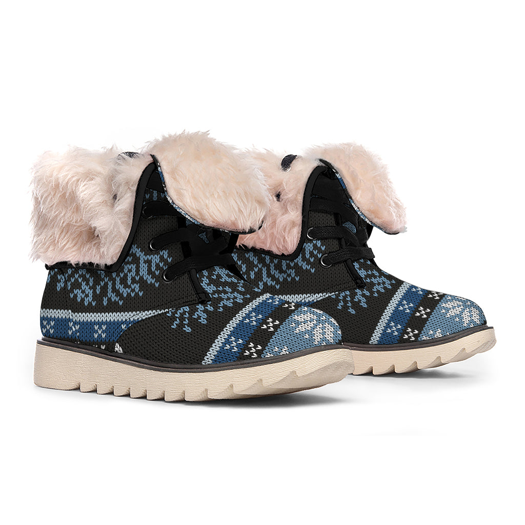 Tree Of Life And Howling Wolves Print Winter Boots