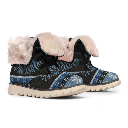 Tree Of Life And Howling Wolves Print Winter Boots