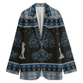 Tree Of Life And Howling Wolves Print Women's Blazer