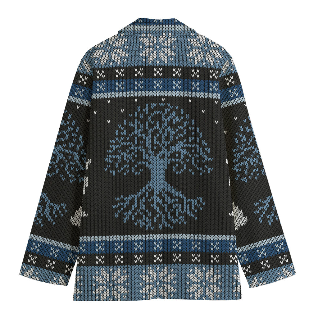 Tree Of Life And Howling Wolves Print Women's Blazer