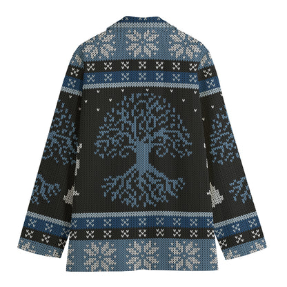 Tree Of Life And Howling Wolves Print Women's Blazer