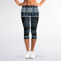 Tree Of Life And Howling Wolves Print Women's Capri Leggings