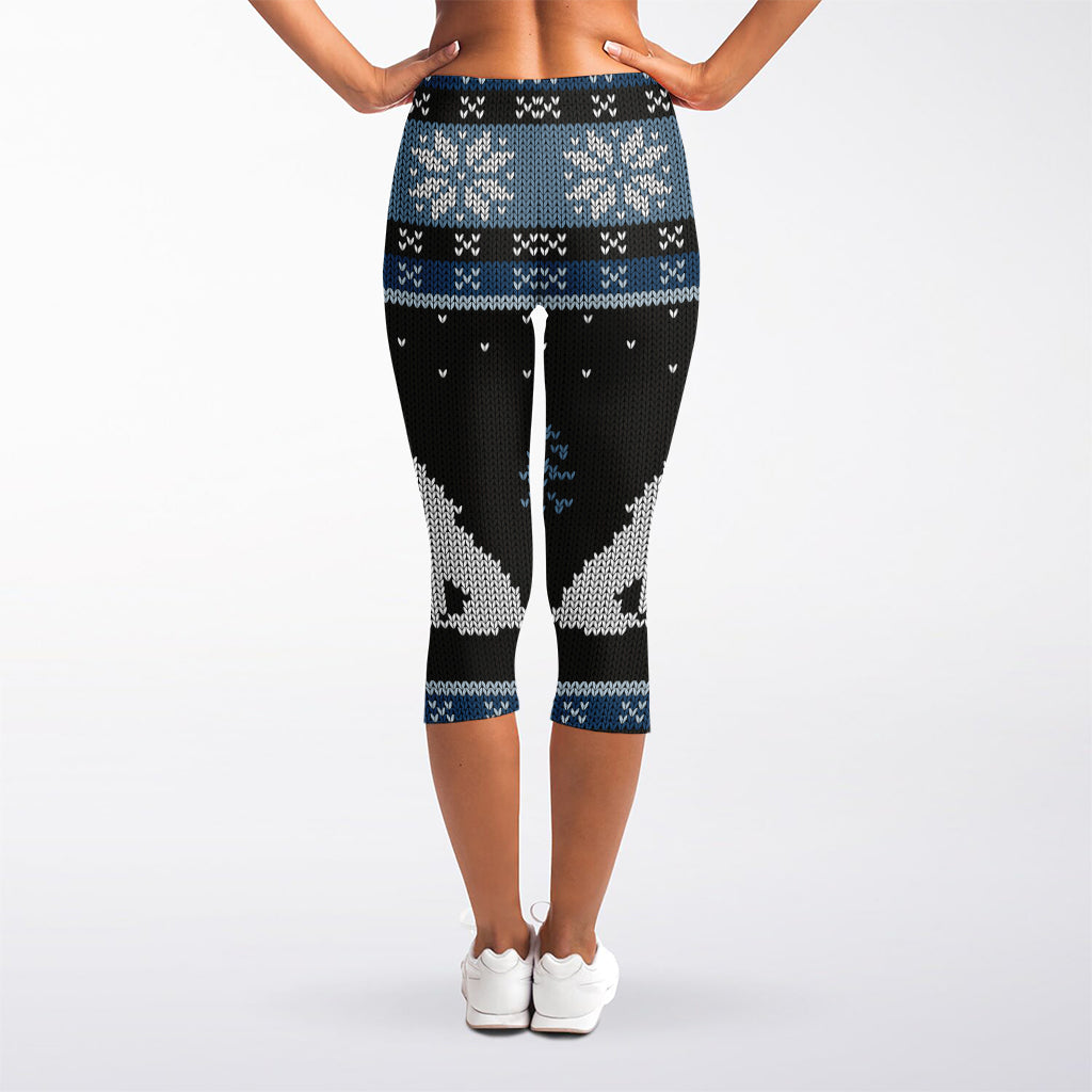 Tree Of Life And Howling Wolves Print Women's Capri Leggings