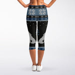 Tree Of Life And Howling Wolves Print Women's Capri Leggings