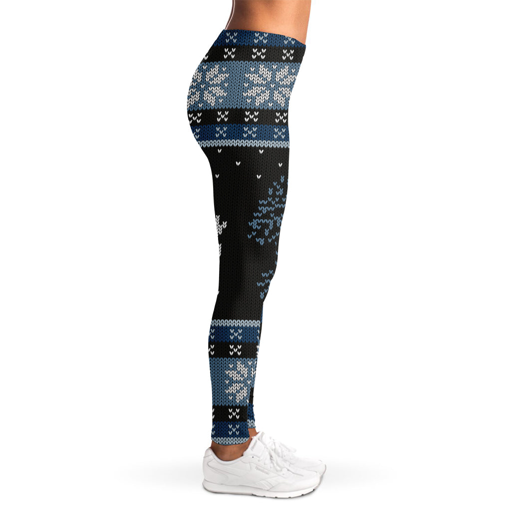 Tree Of Life And Howling Wolves Print Women's Leggings