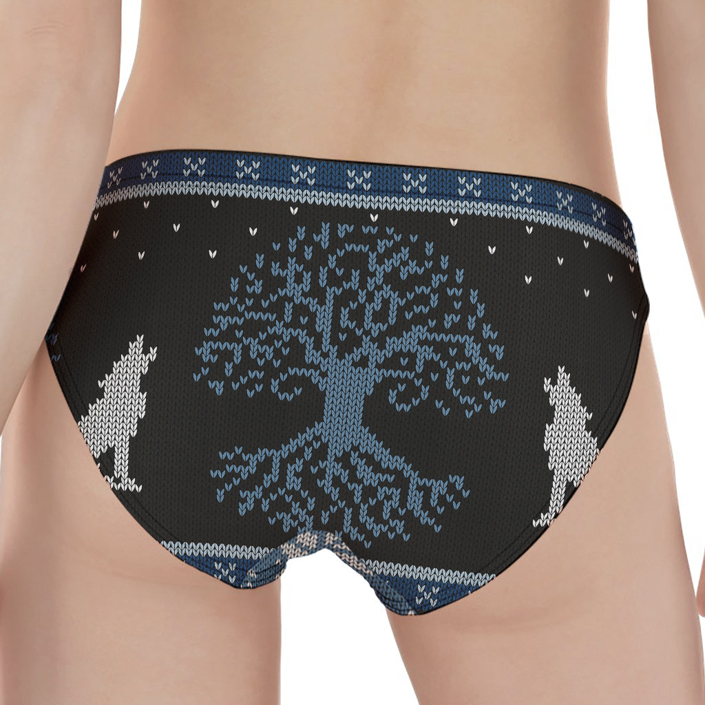 Tree Of Life And Howling Wolves Print Women's Panties