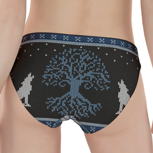 Tree Of Life And Howling Wolves Print Women's Panties