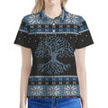 Tree Of Life And Howling Wolves Print Women's Polo Shirt