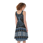 Tree Of Life And Howling Wolves Print Women's Sleeveless Dress