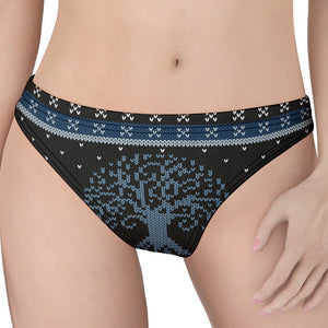 Tree Of Life And Howling Wolves Print Women's Thong