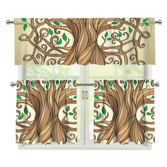 Tree Of Life Celtic Symbol Print 3 Piece Kitchen Curtains