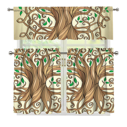 Tree Of Life Celtic Symbol Print 3 Piece Kitchen Curtains