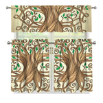Tree Of Life Celtic Symbol Print 3 Piece Kitchen Curtains
