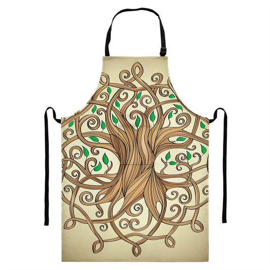 Tree Of Life Celtic Symbol Print Bib Apron With Pocket