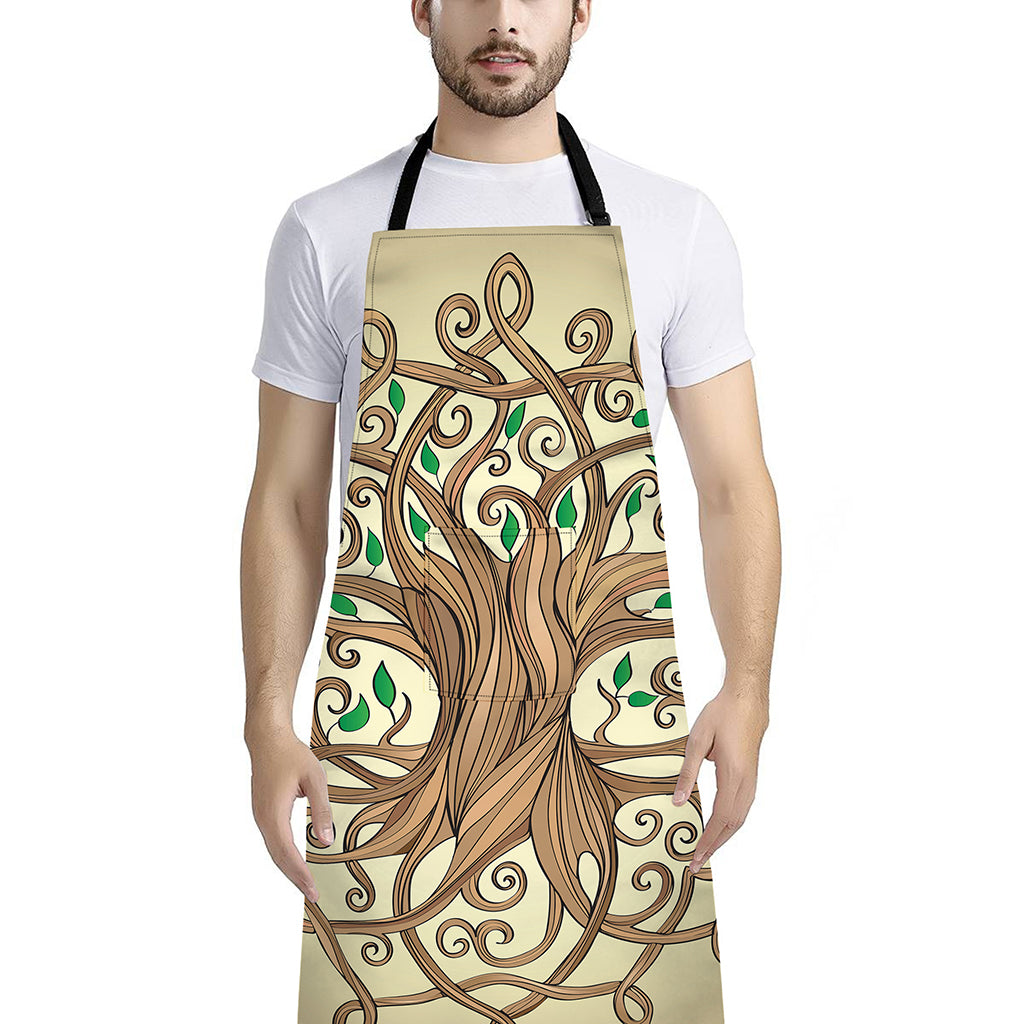 Tree Of Life Celtic Symbol Print Bib Apron With Pocket