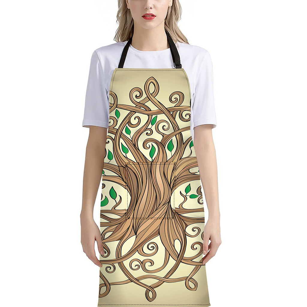 Tree Of Life Celtic Symbol Print Bib Apron With Pocket