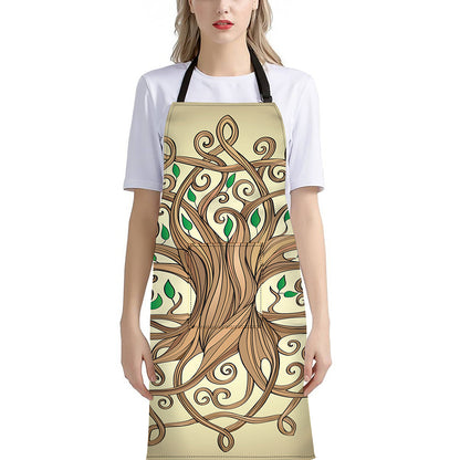 Tree Of Life Celtic Symbol Print Bib Apron With Pocket
