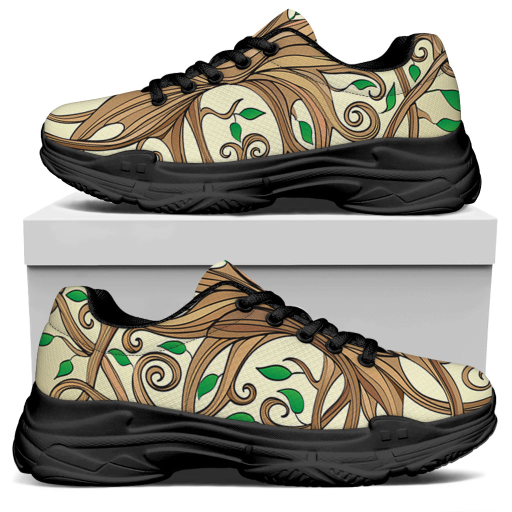 Tree Of Life Celtic Symbol Print Black Chunky Shoes