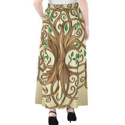 Tree Of Life Celtic Symbol Print Chiffon Maxi Skirt