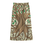 Tree Of Life Celtic Symbol Print Cotton Front Slit Maxi Skirt