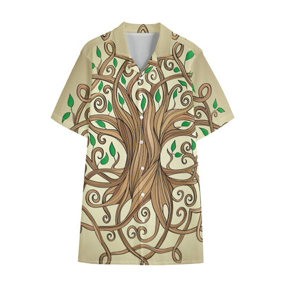 Tree Of Life Celtic Symbol Print Cotton Hawaiian Shirt