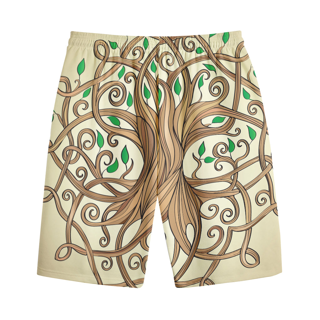 Tree Of Life Celtic Symbol Print Cotton Shorts