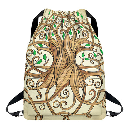 Tree Of Life Celtic Symbol Print Drawstring Backpack