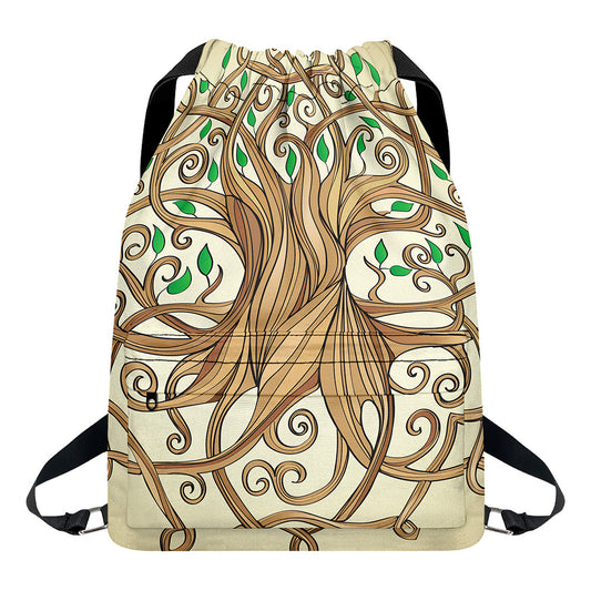 Tree Of Life Celtic Symbol Print Drawstring Backpack