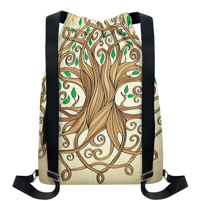 Tree Of Life Celtic Symbol Print Drawstring Backpack