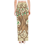 Tree Of Life Celtic Symbol Print High Slit Maxi Skirt