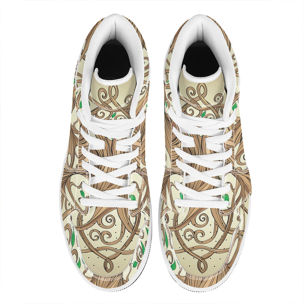 Tree Of Life Celtic Symbol Print High Top Leather Sneakers