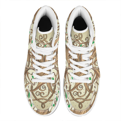 Tree Of Life Celtic Symbol Print High Top Leather Sneakers