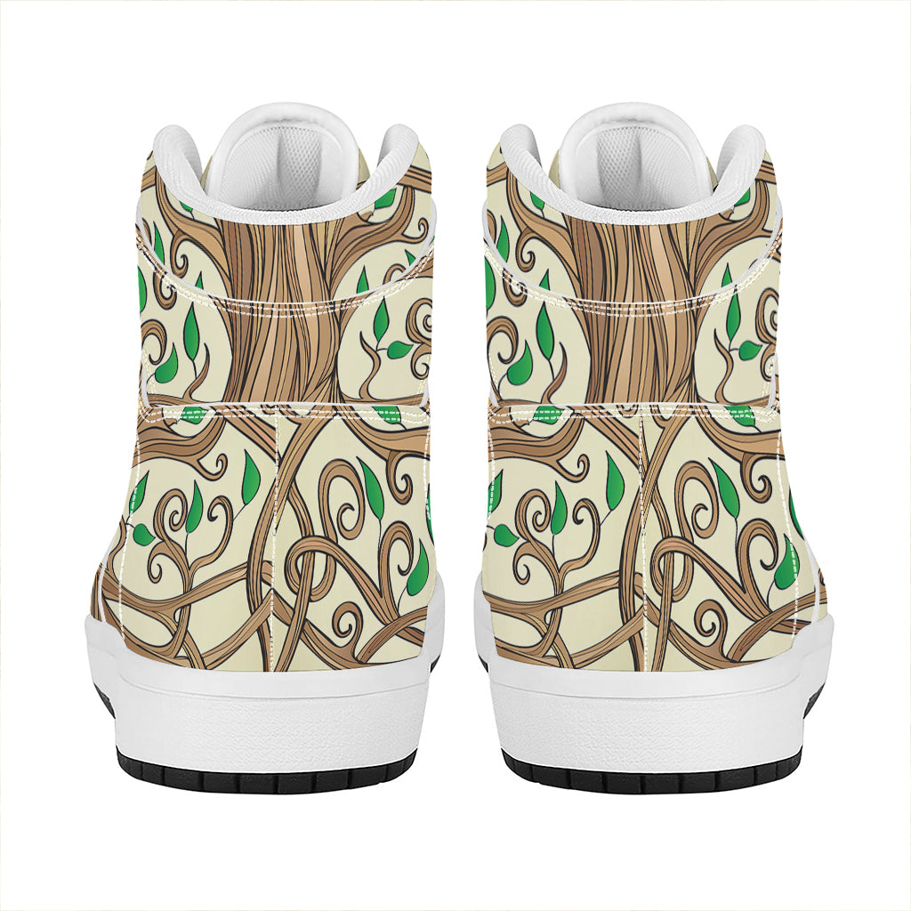 Tree Of Life Celtic Symbol Print High Top Leather Sneakers