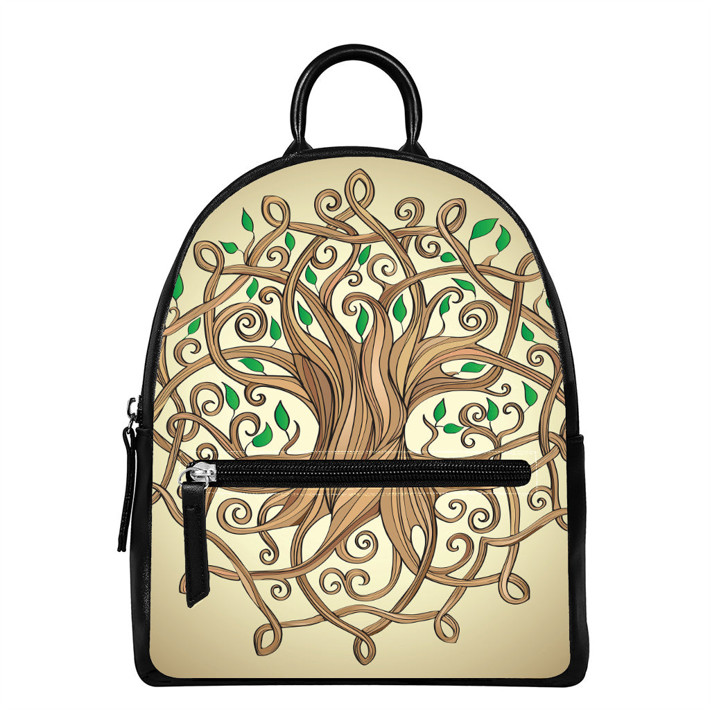 Tree Of Life Celtic Symbol Print Leather Backpack