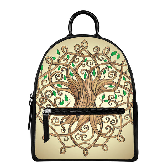 Tree Of Life Celtic Symbol Print Leather Backpack