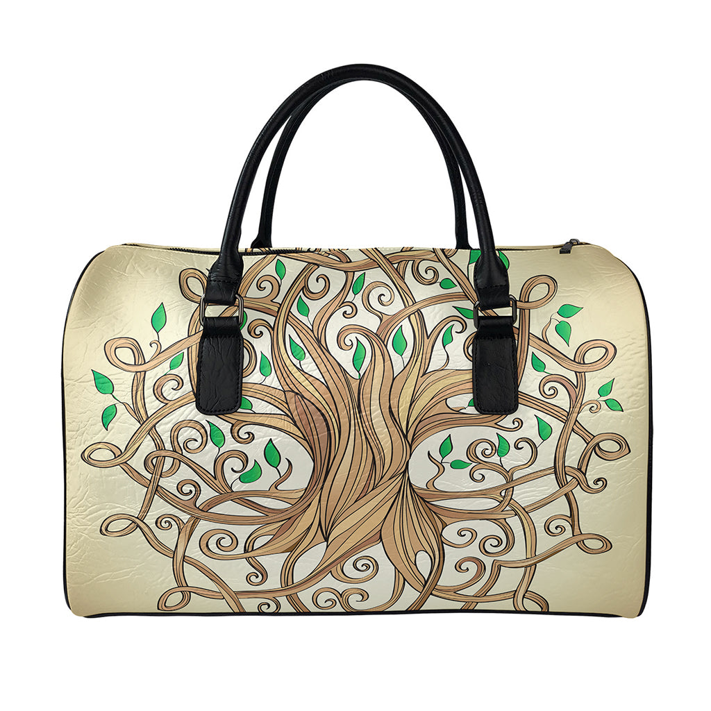 Tree Of Life Celtic Symbol Print Leather Duffle Bag