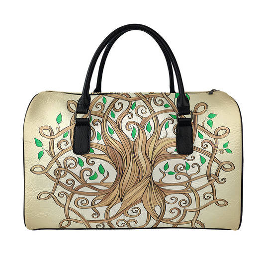 Tree Of Life Celtic Symbol Print Leather Duffle Bag