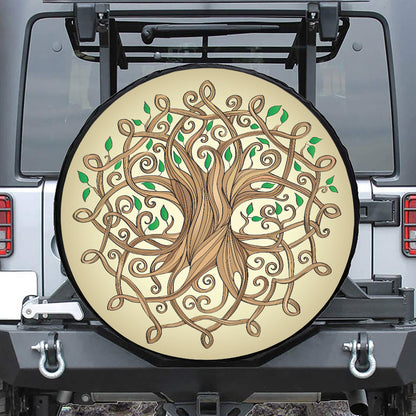 Tree Of Life Celtic Symbol Print Leather Spare Tire Cover