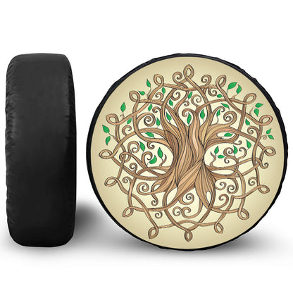 Tree Of Life Celtic Symbol Print Leather Spare Tire Cover
