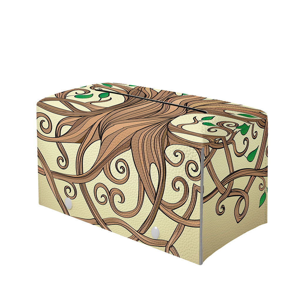 Tree Of Life Celtic Symbol Print Leather Tissue Box Cover