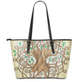 Tree Of Life Celtic Symbol Print Leather Tote Bag With Zipper